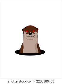 cute animal weasel design vector illustration , simple design for animal lover logo