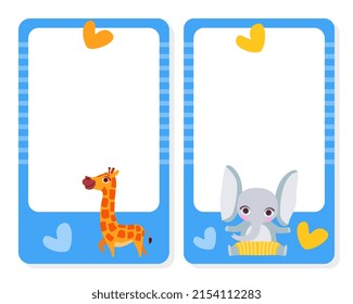 Cute Animal at White Empty Board as Reminder Card Vector Template