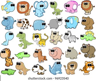 Cute Animal Wildlife Ocean Safari Vector Illustration Set