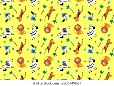 cute animal wildlife pattern for baby printing