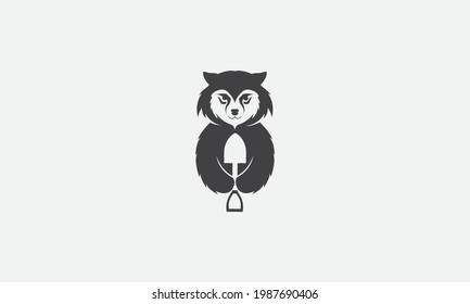 cute animal wolf with garden logo symbol icon vector graphic design illustration