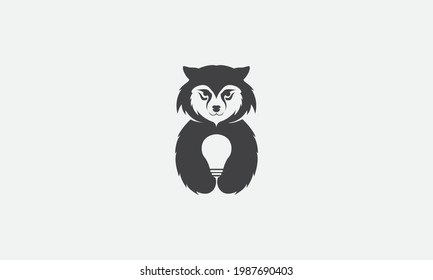 cute animal wolf with light logo symbol icon vector graphic design illustration