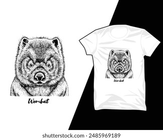 cute animal wombat t shirt design