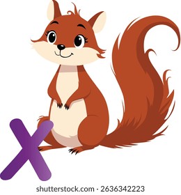 Cute animal Xerus with initial letter X