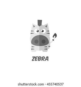 Cute Animal (Zebra) Vector Illustration. flat style design