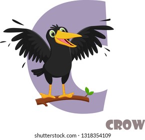 Cute Animal Zoo Alphabet. Letter C for crow