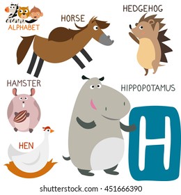 Cute Animal Zoo Alphabet Letter H Stock Vector (Royalty Free) 451666390 ...