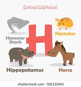 Cute Animal Zoo Alphabet Letter H Stock Vector (Royalty Free) 505110343 ...