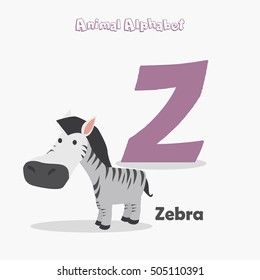 Cute Animal Zoo Alphabet. Letter Z for Zebra.