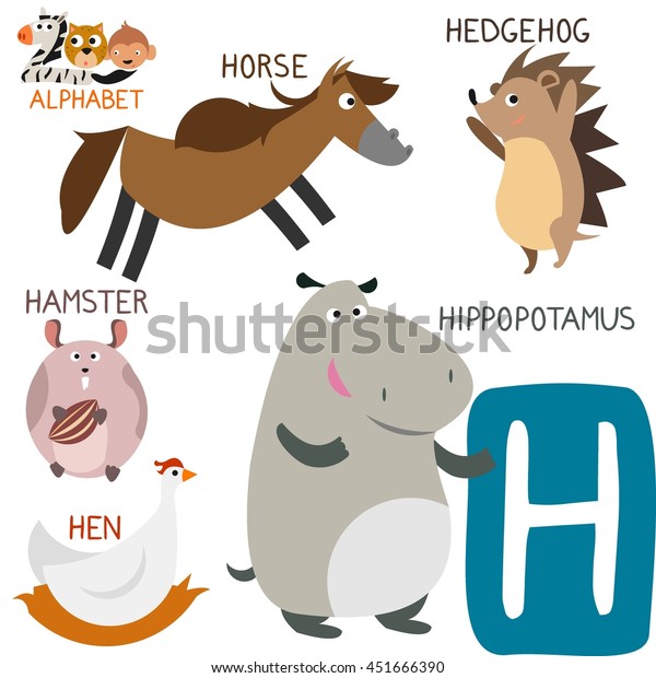 Cute Animal Zoo Alphabet Letter H Stock Vector (Royalty Free) 451666390