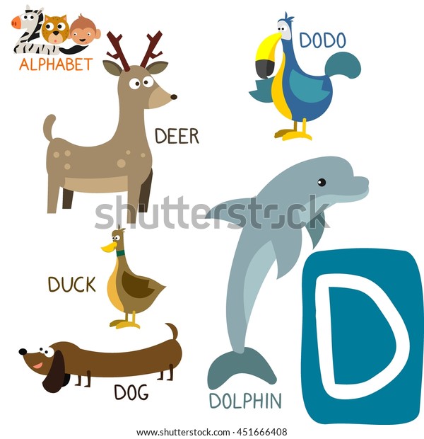 Cute Animal Zoo Alphabet Letter D Stock Vector (Royalty Free) 451666408