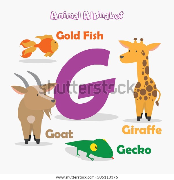 Cute Animal Zoo Alphabet Letter G Stock Vector (Royalty Free) 505110376 ...