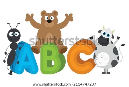 Cute animals and abc letter