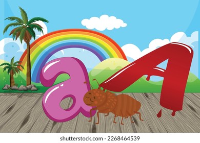 Cute Animals alphabet for children education. 
Funny hand drawn fashion characters. Vector illustration. English alphabet with adorable animals vector illustrations set. Isolated capital letters with 