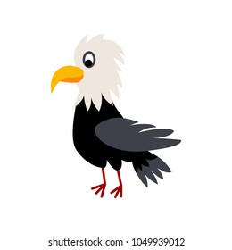 Cute animals - American eagle. Illustrations for children. Baby Shower card. Cartoon character bird isolated on white background. North America animal wildlife
