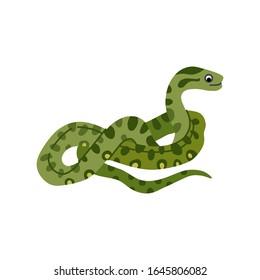 Cute animals - anaconda. Illustrations for children. Baby Shower card. Cartoon character snake isolated on white background. African animal wildlife