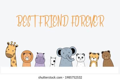 Cute animals for a baby card. 