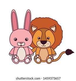 cute animals for baby card on white background