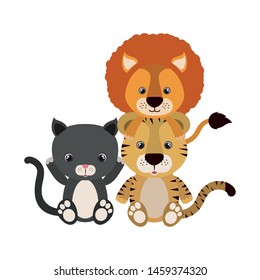 cute animals for baby card on white background