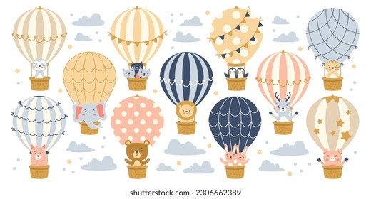 Cute animals in balloons