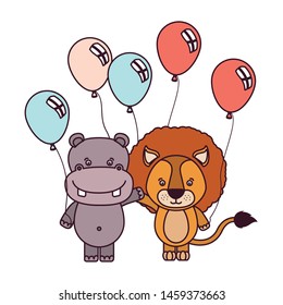 cute animals with balloons helium