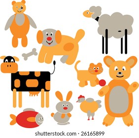 cute animals: bear, dog, cat, rabbit, hen, cow, sheep part 4