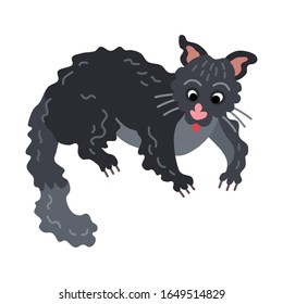 Cute animals - brushtail possum. Illustrations for children. Baby Shower card. Cartoon character isolated on white background. Oceania and Australia animals. New zealand wildlife