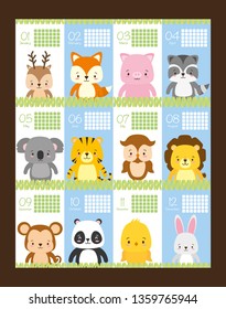 cute animals calendar