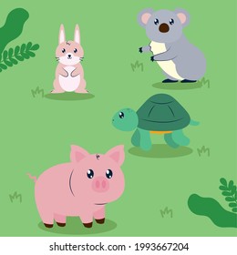 cute animals in the camp scene