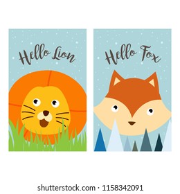 Cute Animals Card Illustration