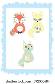 Cute animals cartoon artwork vector illustration.