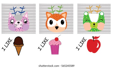 Cute animals cartoon artwork vector iilustration.