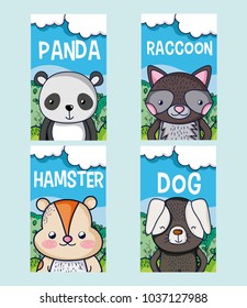 Cute animals cartoon cards