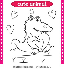  cute animals and cartoon character Coloring page outline for kids