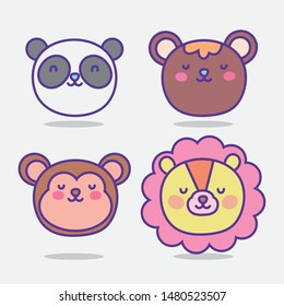 cute animals cartoon flat design