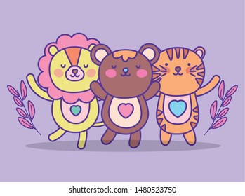 cute animals cartoon flat design