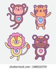 cute animals cartoon flat design
