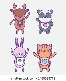cute animals cartoon flat design