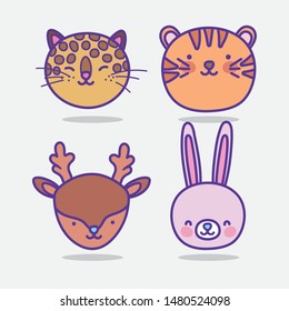 cute animals cartoon flat design