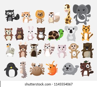 Cute animals cartoon. illustration vector image. 