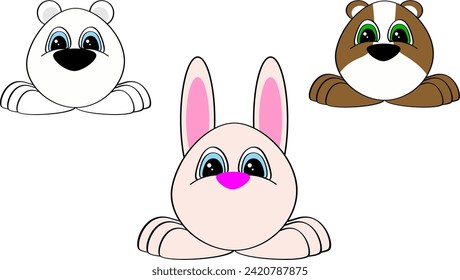 cute animals cartoon pack collection set illustration in vector format