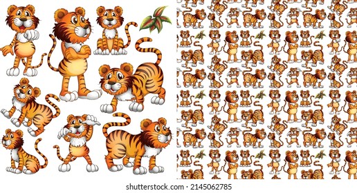Cute animals cartoon seamless background illustration