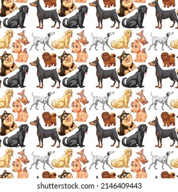 Cute animals cartoon seamless background illustration