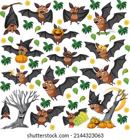 Cute animals cartoon set on white background illustration