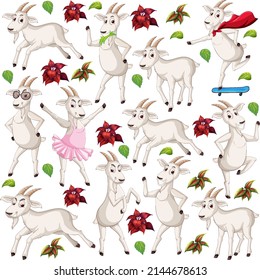 Cute animals cartoon set on white background illustration