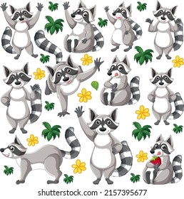 Cute animals cartoon set on white background illustration