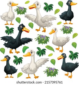 Cute animals cartoon set on white background illustration
