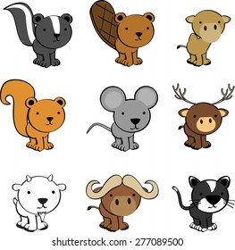 cute animals cartoon set in vector format very easy to edit