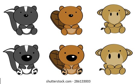 cute animals cartoon set in vector format very easy to edit