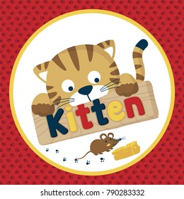 cute animals cartoon vector, cat trapping mouse with cheese